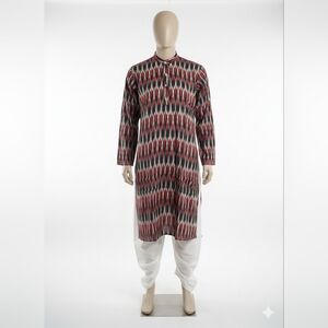 New Handmade ikkat long sleeve casual cotton kurtas for men 2xl/ 3xl